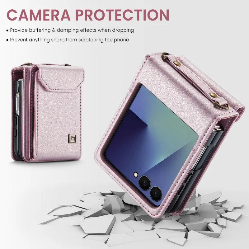 Lanyard Leather Wallet Phone Case with Crossbody Card Holder Cover
