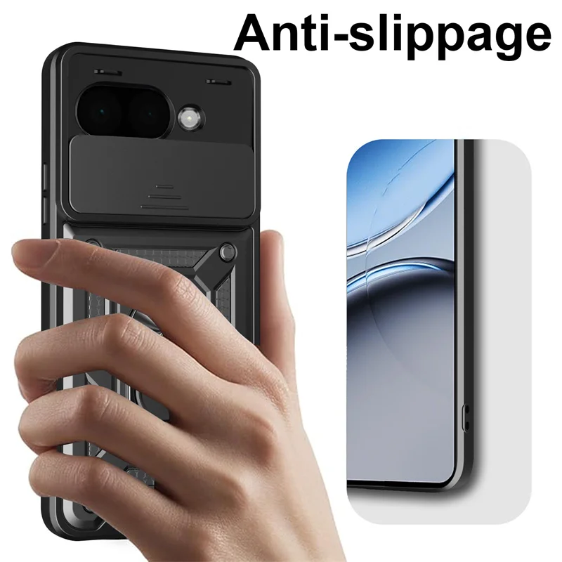 Magnetic Ring Armor Phone Case with Camera Protection and Car Mount Holder