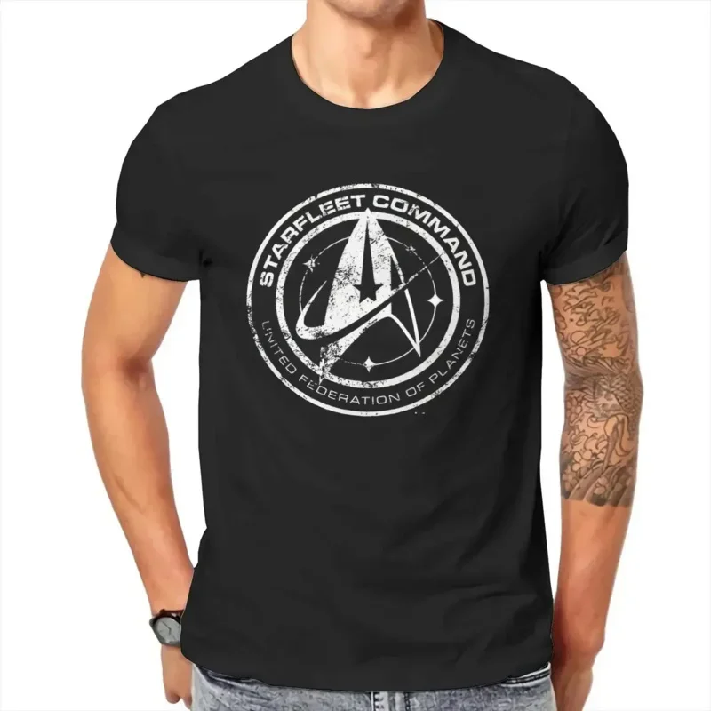 남성용 순면 반팔 티셔츠, 성인용 O넥 상의, Star_Trek_Discovery_Starfleet_Academy