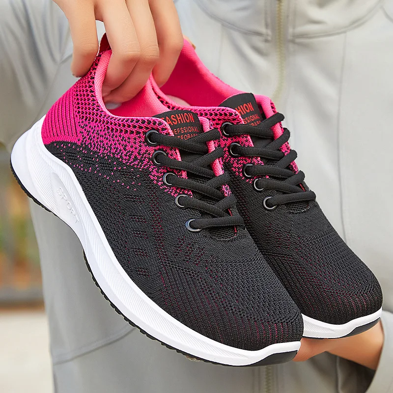 Women's Summer Mesh Casual Lacing Lightweight Thick Bottom Breathable Outdoor Sports Tennis Student Fitness