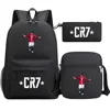 3-Piece Ronaldo Print Soccer Star School Backpack Set for Kids 1