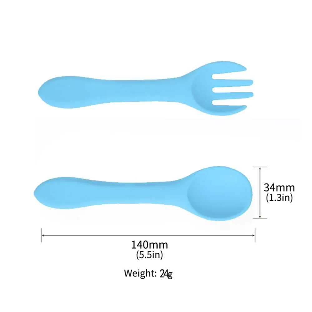 Food-grade Silicone Baby Products Baby Eating Spoon Training Water Spoon Children's Tableware Complementary Food Fork silicone feeding spoon,silicone cutlery set,learning spoons,fork spoon set,baby cutlery