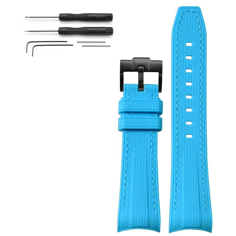 Curved End Silicone Waterproof Watch Band Strap, 22mm