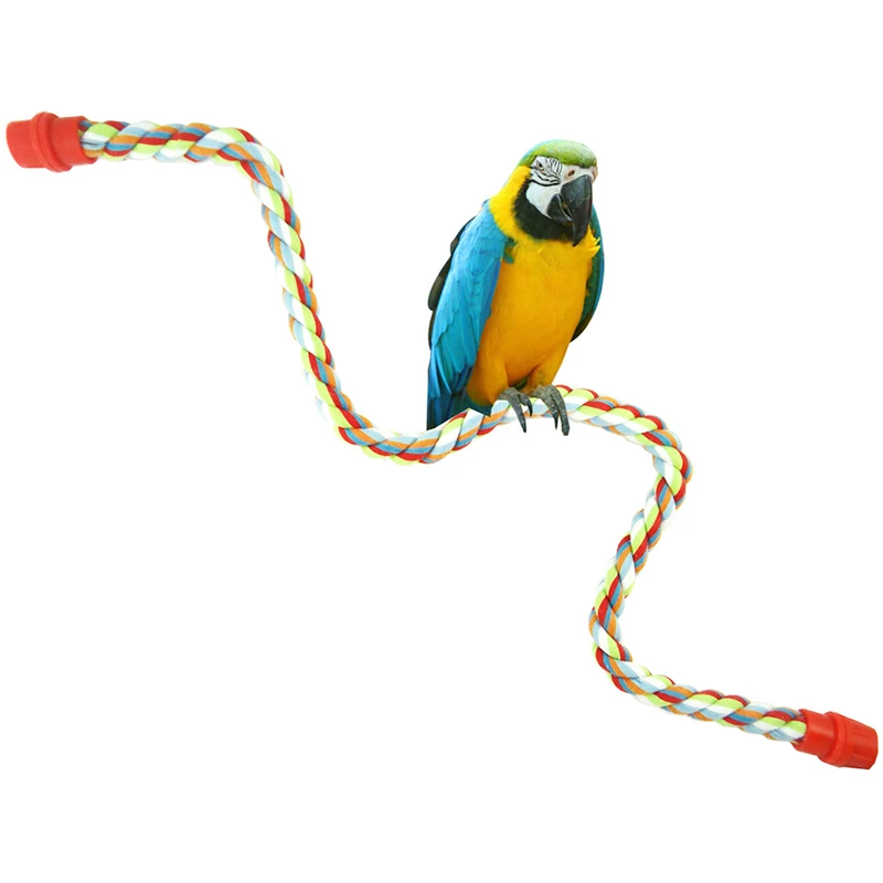 

Parrot Bird Toys Cotton Rope Stick Standing Station Training Hanging Frame Toys Comfortable Parrot Chewing Climbing Grinding Rod