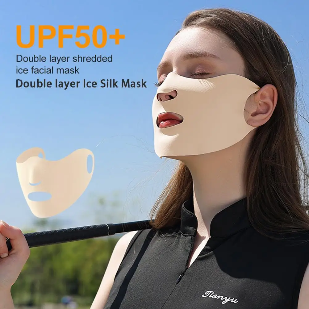 NEW Summer Ice Silk Sunscreen Mask Full Face Sun Protection Mask with