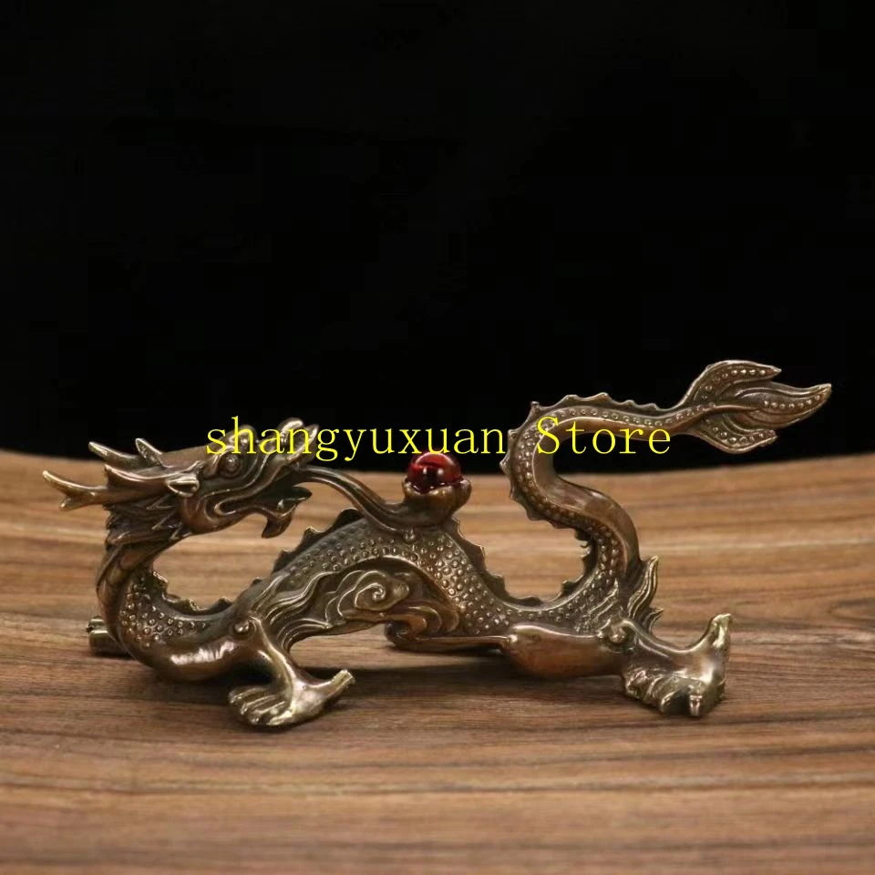 

Brass zodiac gold dragon play beads five claw dragon living room desktop decoration
