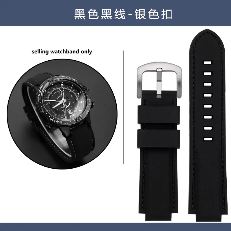 Waterproof Silicone Sports Watch Strap with 24-16mm Raised Mouth Design for Timex Tidal Compass Series