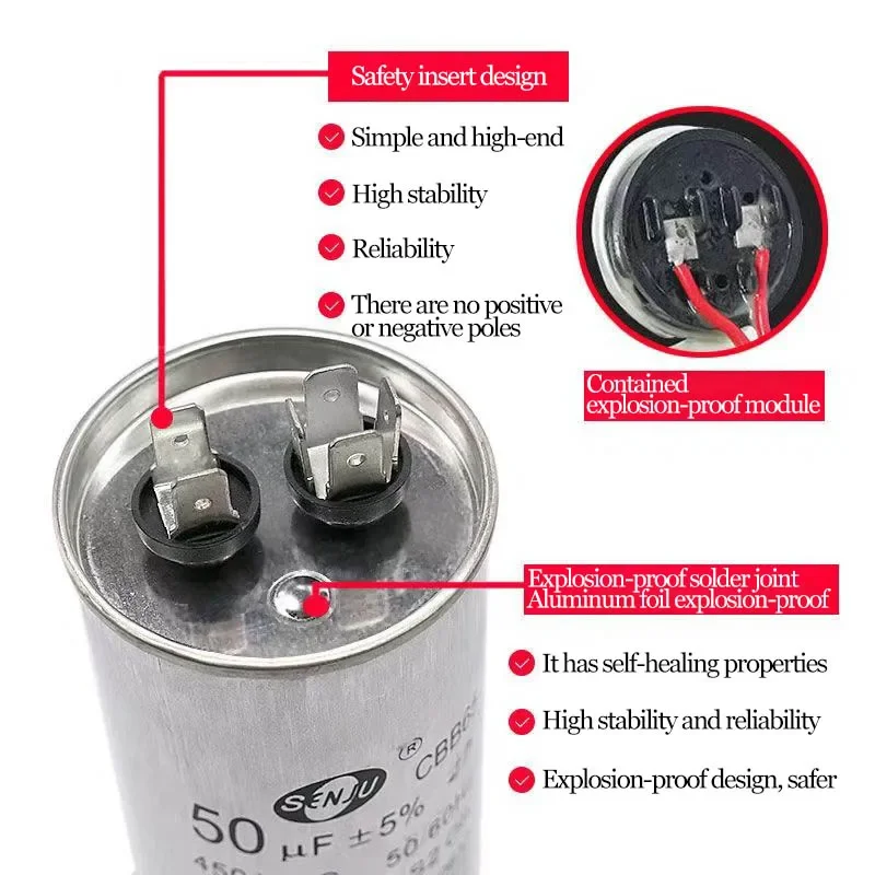 CBB65 Air Conditioner Capacitor 20UF-100UF Compressor Motor Runs Starting Capacitor 450VAC