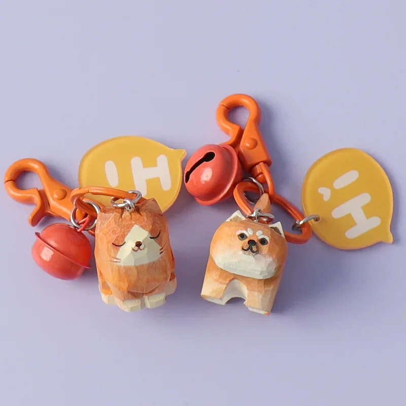 

Cat Dog Wooden Anime Keychains Couples Lovers Carving Handcraft Custom Key Chains Cute Kawaii Pendant Birthday Gifts Box Keyring