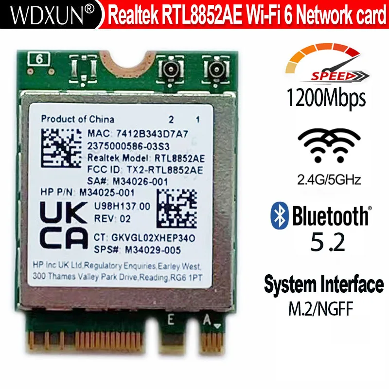 Realtek rtl8852ae rtl8852 aw xb473nf wifi 6 mu mimo network card 2 4g