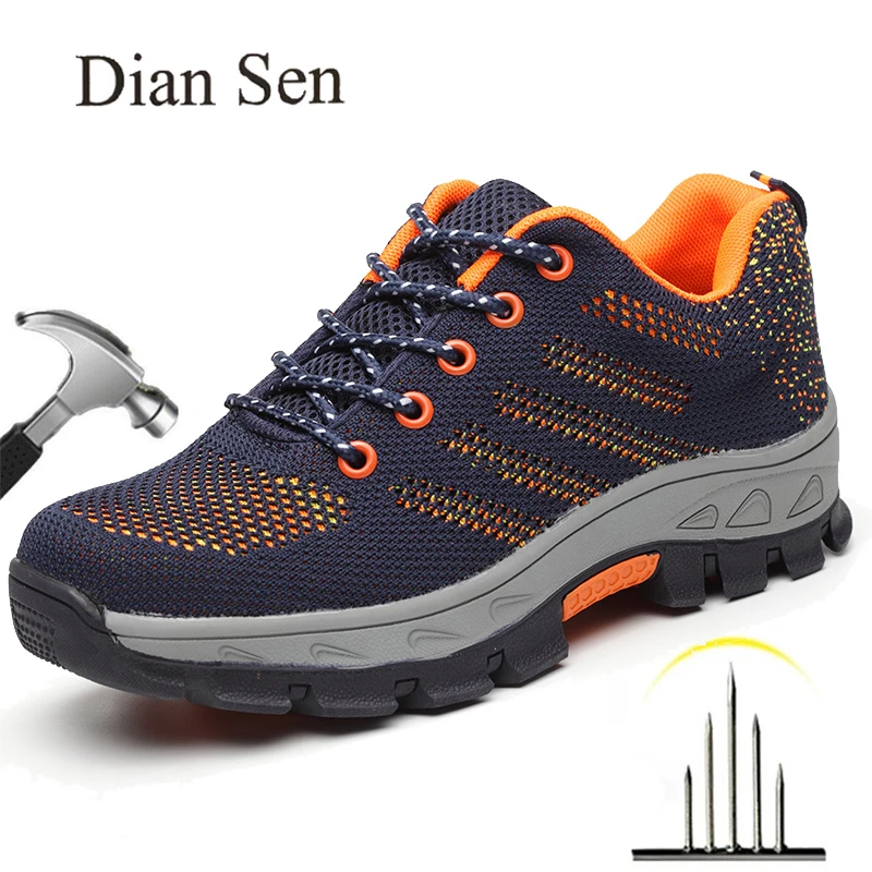 Diansen New Steel Toe Cap Safety Shoes Men Indestructible Work Shoes Puncture proof Protective