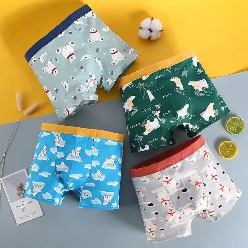 

4pcs/lot Kids Boys Boxer Underwear Cartoon Children's Shorts Panties Teenagers Cotton Underpants Dinosaurs Pattern