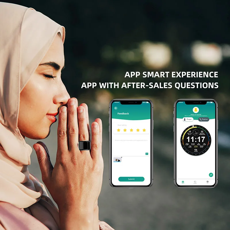 Chapelet électronique Tasbih pour Android ou IOS, anneau Zikr intelligent, étanche, musulman, islamique, alliage, contrôle d'application