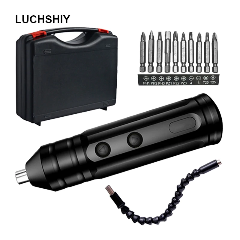 

LUCHSHIY Electric Screwdriver Set Power Tools For Repair USB Rechargeable Precision Cordless Screwdriver Drill Screw Driver Bits