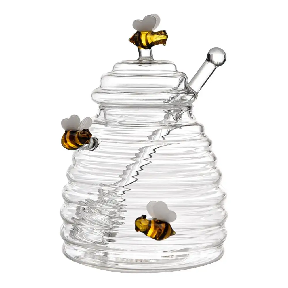 Honey Jar Honey Jar Household Creative Transparent With Glass Stirring Rod Glass Lid For Store Kitchen Organizer