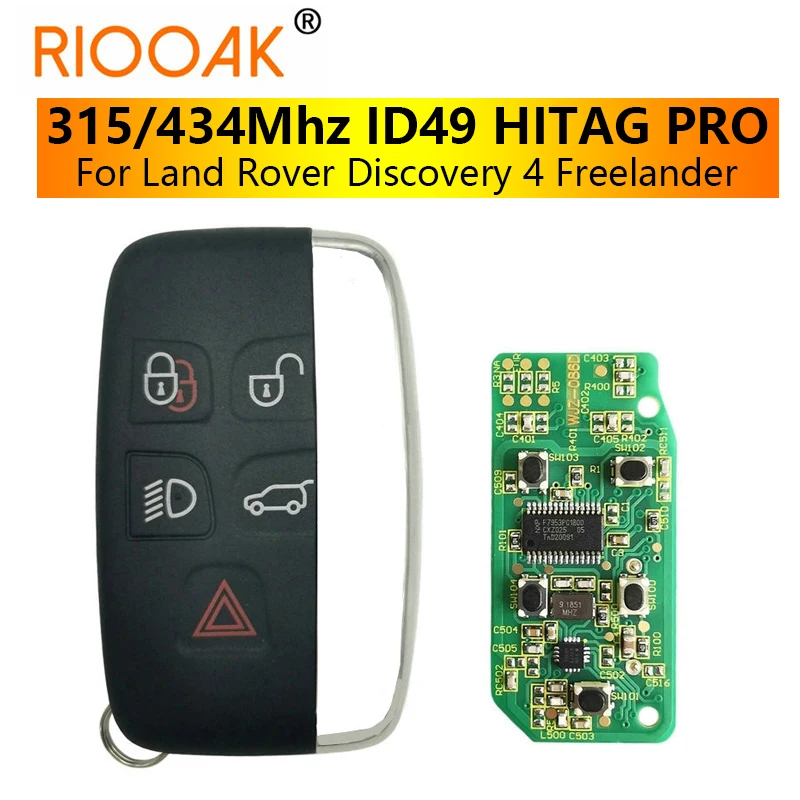 315/434Mhz ID49 HITAG PRO Promixity Smart Control Car Remote Key For Land Rover Discovery 4 Freelander Range Rover Sport Evoque kigoauto kobjtf10a for land rover for range rover sport evoque discovery 4 smart key hitag pro id49 pcf7953 chip 434mhz