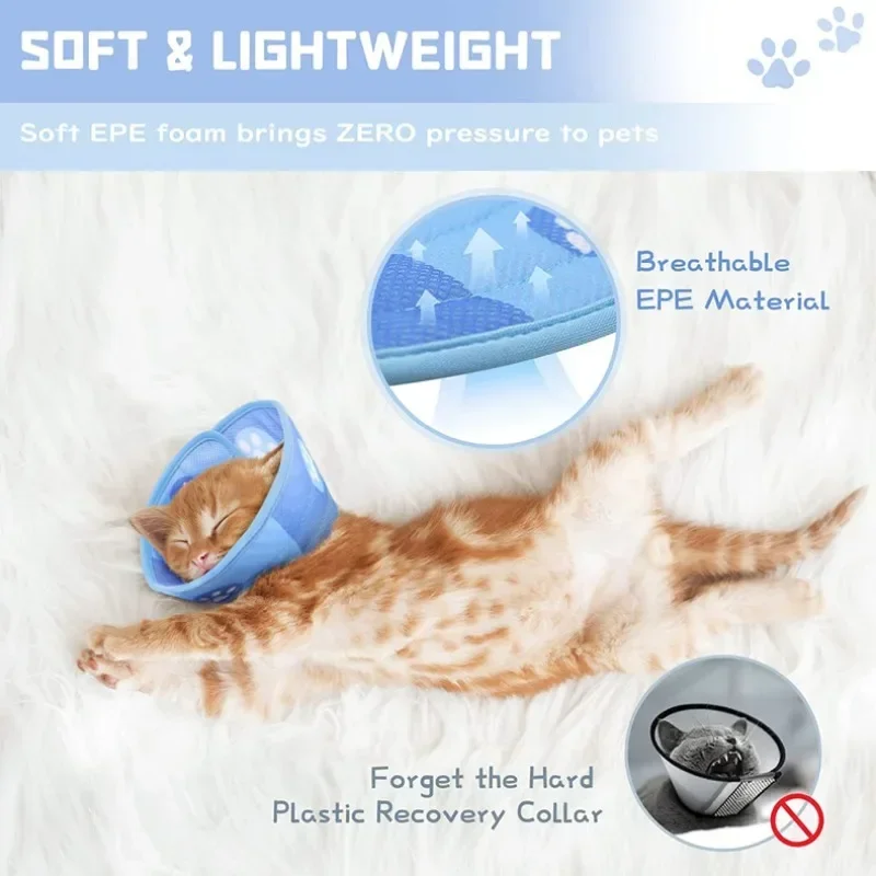 Adjustable Cat Cone Collar Soft Anti-Bite Protective Cat Elizabeth Collar and Dog Surgery Medical Neck Ring Accessory