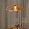 Japanese Style Weaving Petal Willow LED Chandelier Rattan Penant Lamp for House Decoration Room Decor Indoor Lighting Fixture 6