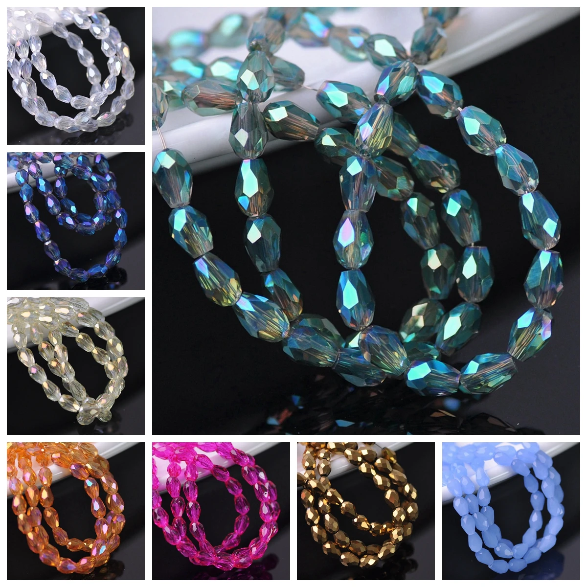 50pcs Small Teardrop Shape 6x4mm Faceted Crystal Glass Loose Spacer Beads Lot For Jewelry Making DIY Crafts Findings 30pcs 6mm diagonal hole cube faceted colorful crystal glass loose beads for jewelry making diy crafts findings