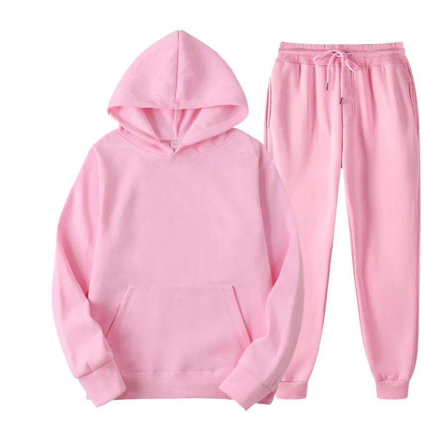 Sports Suit New Men's And Women's Sportswear Hoodie Casual Solid Color Thick Pullover And Pants Two-piece Set Autumn Winter Jogging Suit