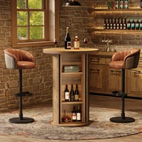 Tribesigns 35.4" Round Bar Table, Rustic Cocktail Table with 3-Tier Hidden Storage Shelves, Bistro High Top Pub Table 6