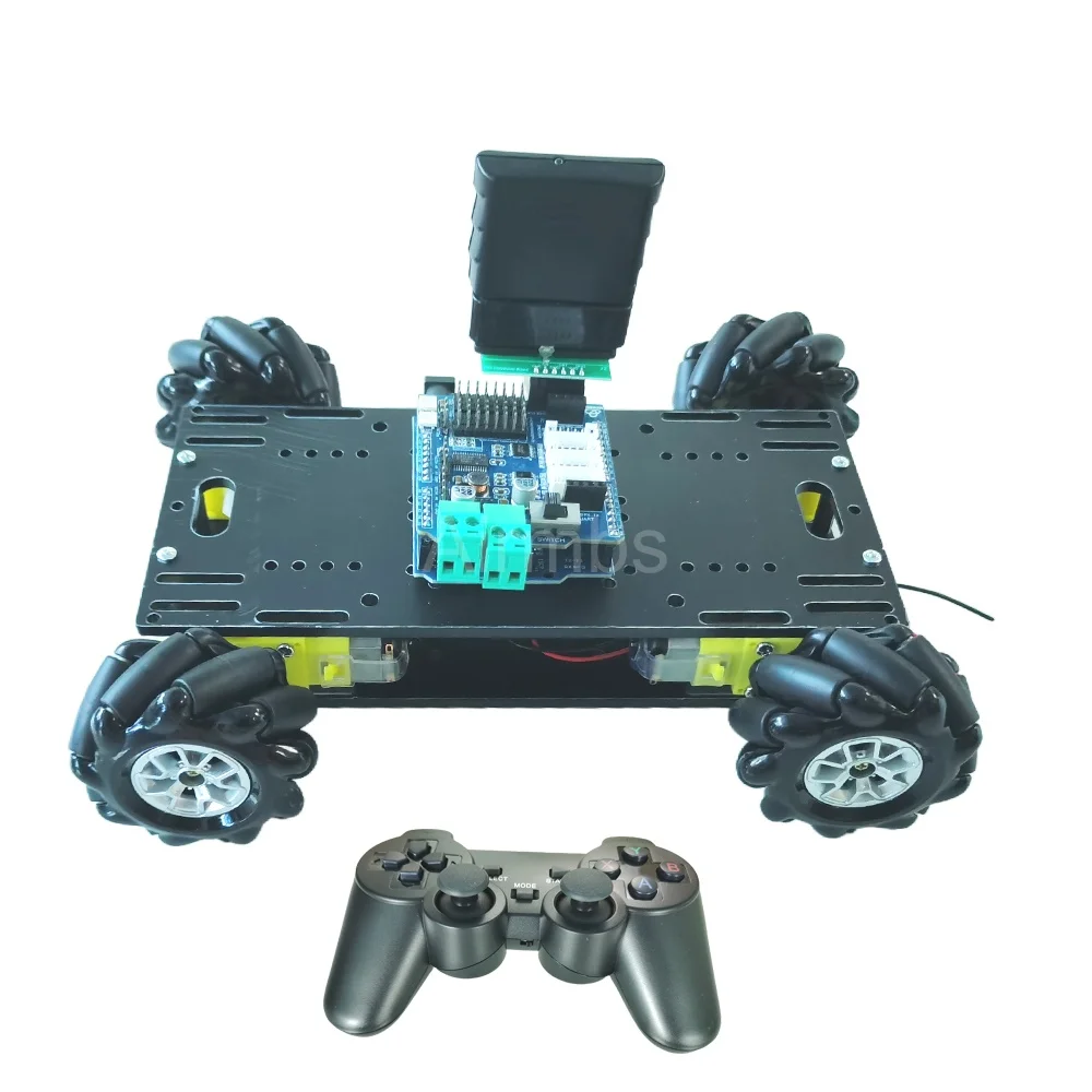 아두이노 PS2 컨트롤 4WD 미니 옴니 메카넘 휠 로봇카 더블 아크릴 섀시 TT 모터 DIY 스타터 키트