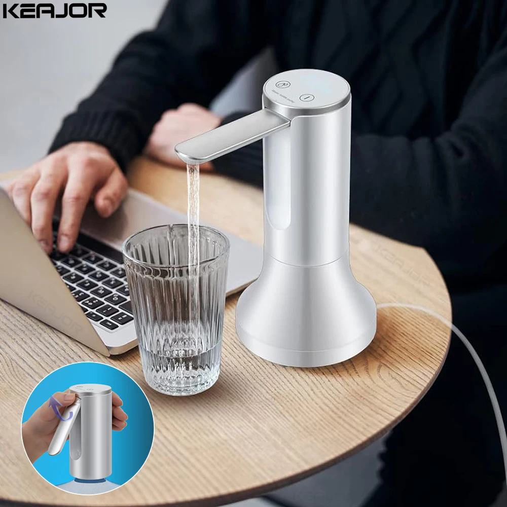 เครื่องปั๊มน้ำแกลลอนขวดน้ำอัตโนมัติพับได้มีเครื่องจ่ายน้ำ19ลิตรขวดปั๊มน้ำดื่มตั้งโต๊ะแบบชาร์จไฟได้ 1