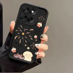 Fashionable Cute Cartoon Cat Silicone Shockproof Protective Back Cover Case - Moto G86 5G (BK - JGK0048)
