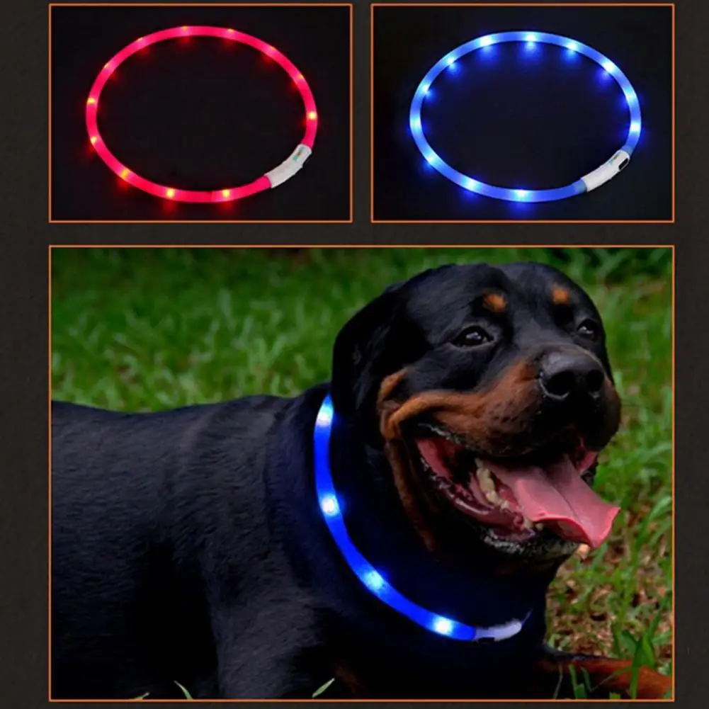 

Dropshipping!! Luminous Collar Bright Anti-loss Rechargeable Silicone Dog Luminous Flashing Necklace for Outdoor
