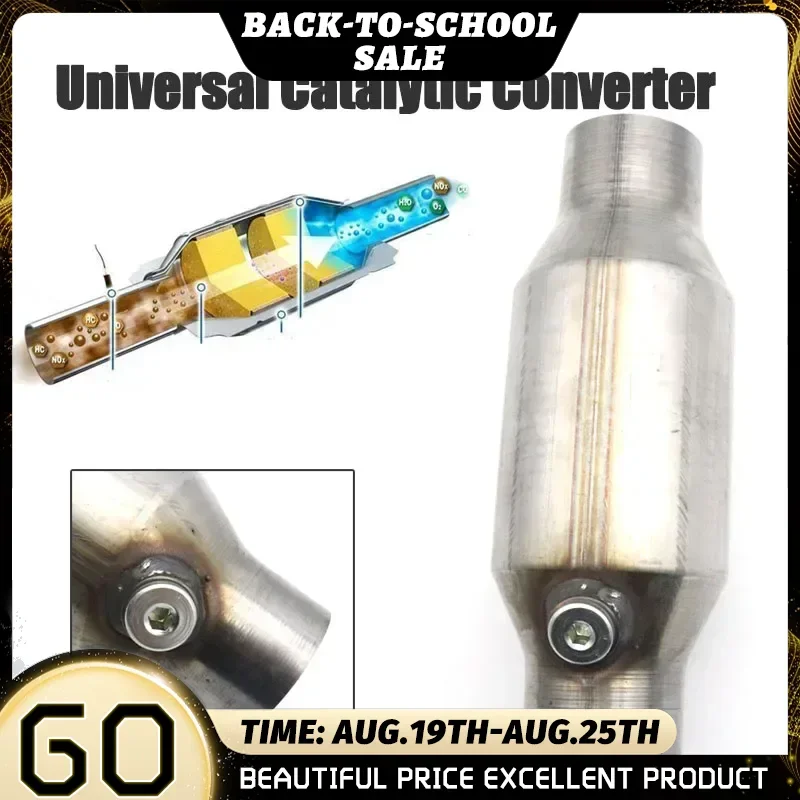 Catalytic Converter 2" 2.25" 2.5" 3" Universal 400 Cells High Flow Muffler Euro1 Round Stainless Steel