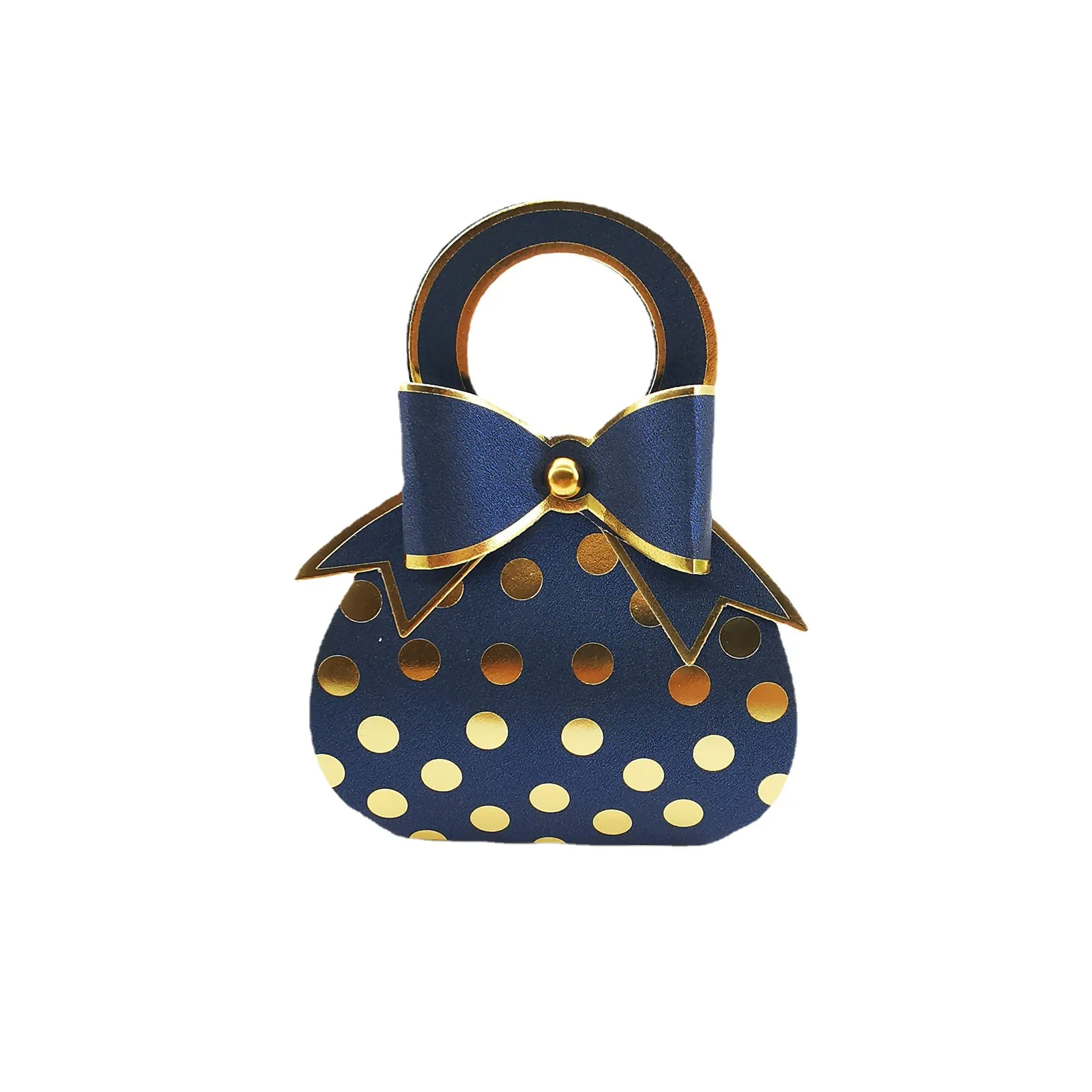 10Pcs 귀여운 브론 징 핸드 가방 도트 캔디 선물 상자 베이비 샤워 웨딩 Dragee 호의 상자 초콜릿 종이 포장 포장 용품