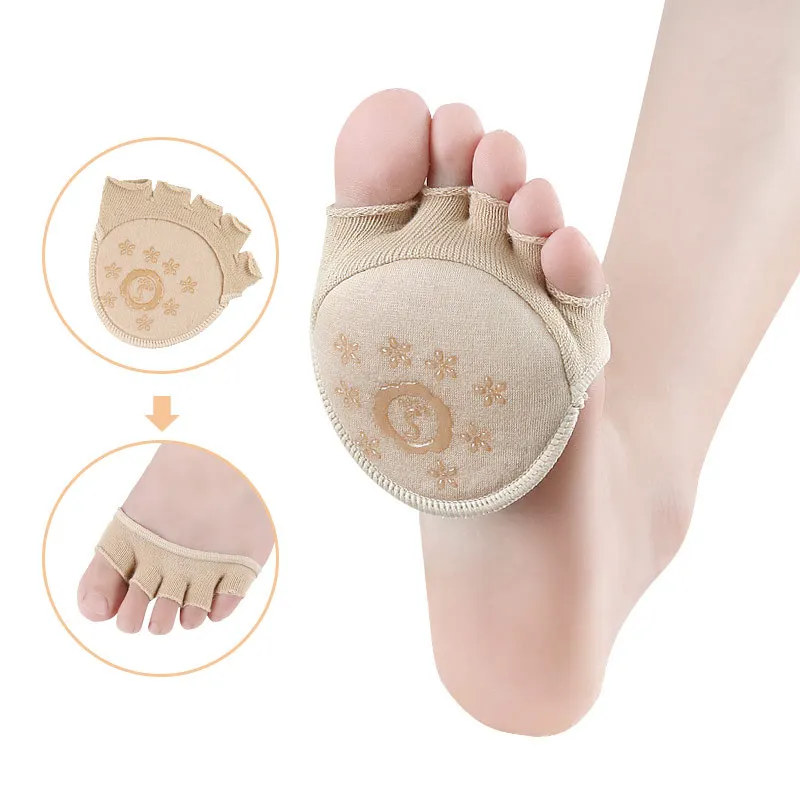 2Pcs = 1 Paar Toe Separator Fuß Pflege Halbe Einlegesohlen Fünf Finger Socken Pads Bunion Sleeve Schutz Hallux Valgus vorfuß Für Frauen