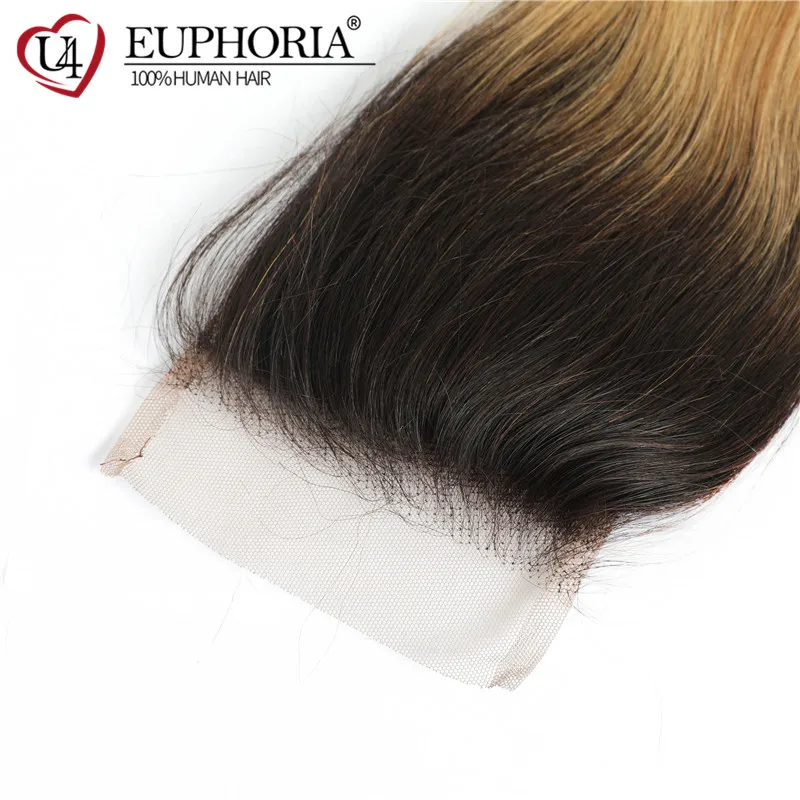 Brazilian Straight Human Hair 4x4 Lace Closure Colored 27 30 33 Free And Middle Part Lace Closure Swiss Remy Hai
