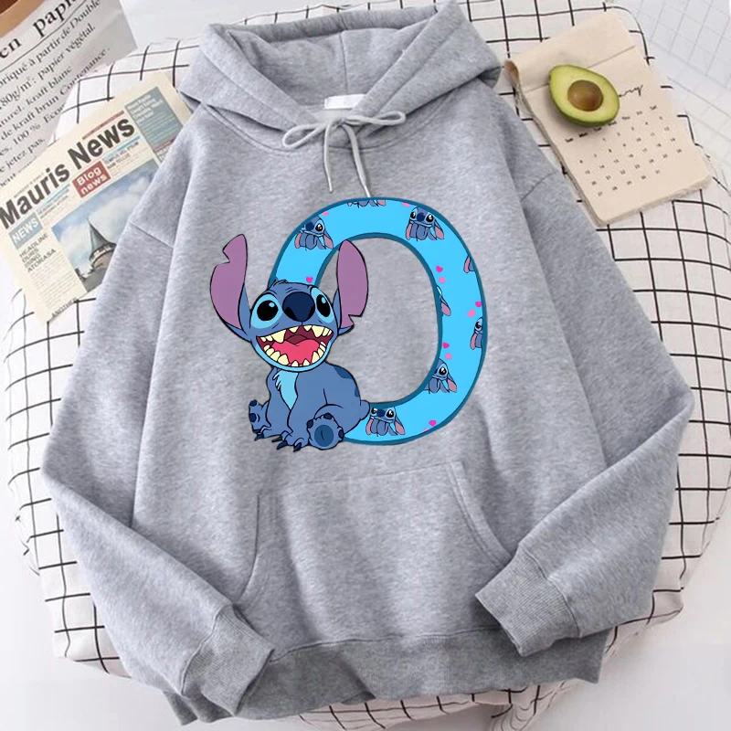 Cute Kawaii Disney Lilo & Stitch 26 English Letters Print Hoodie Y2K Hoody Sweatshirts Women's Winter Hoodies Couple Streetwear 4