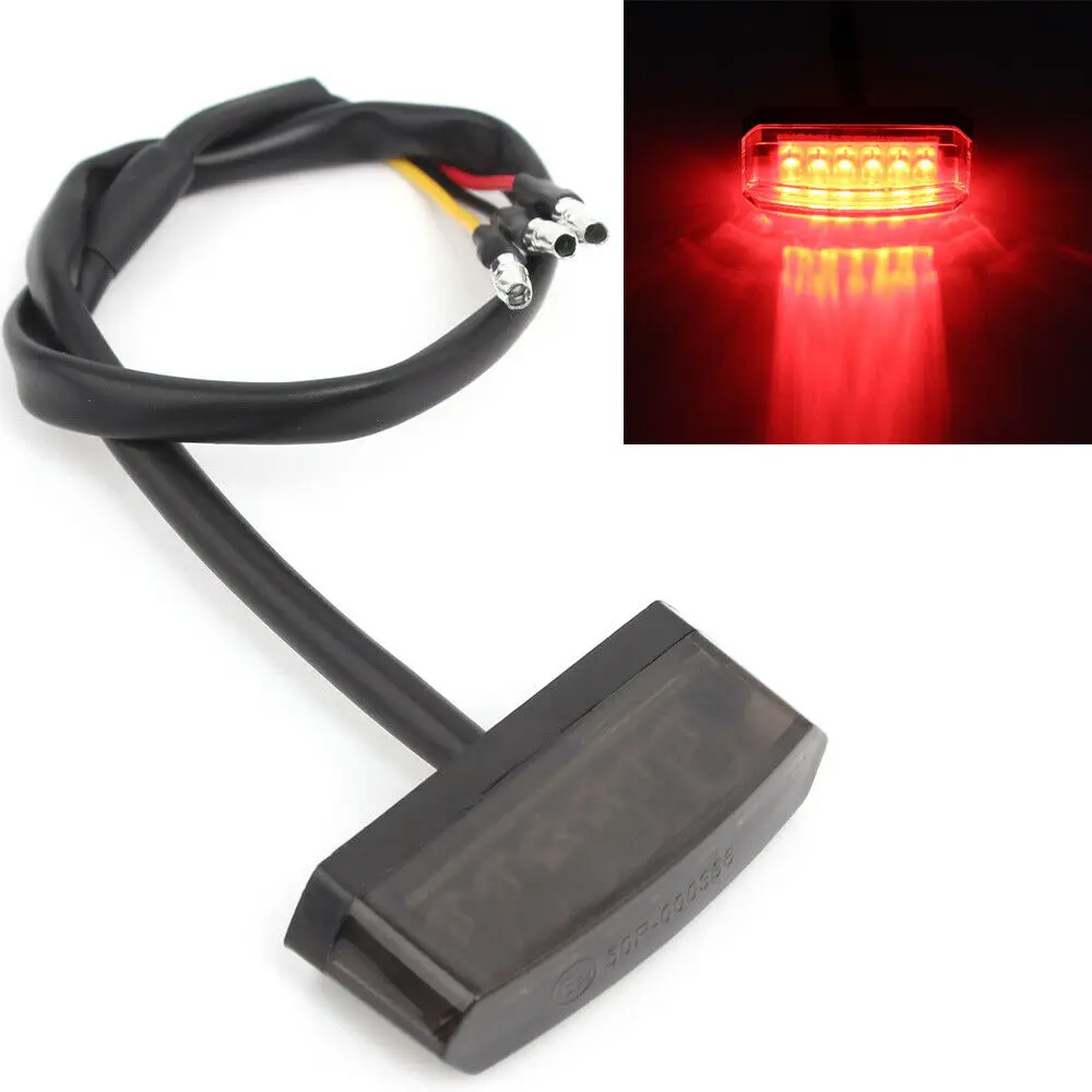 미니 리어 러닝 브레이크 램프, 연기, 레드, 클리어 오토바이, 12V, 6 LED 테일 라이트