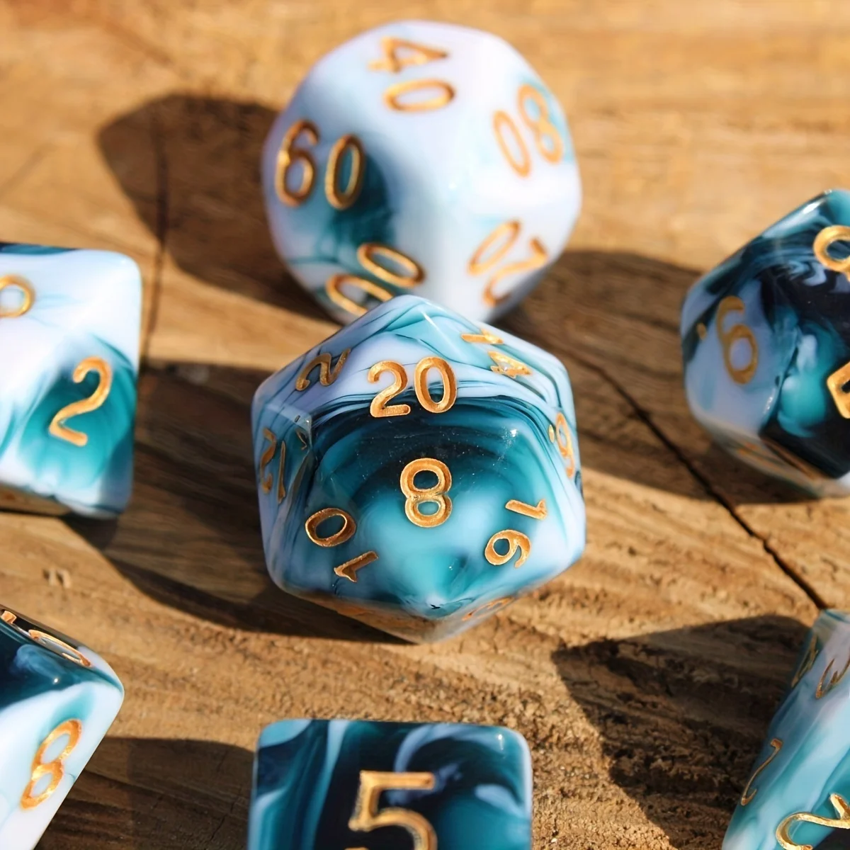 7Pcs/Set Blueberry Marble Dice for DND Dungeons and Dragons Table Games D&D RPG Tabletop Roleplaying 7pcs dragon hollow metal dnd dice set dnd 7pcs d