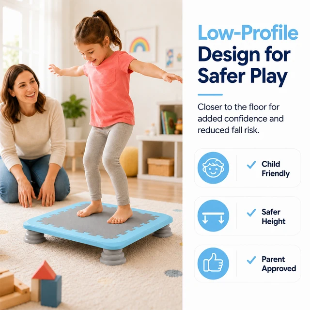 Kids Trampoline Indoor, Recreational Rebounder with Safety Handle, Sensory Integration Training Equipment for Toddlers, Small Exercise Bouncing Bed for Home Gym, Heavy Duty Stability for Active Children Ages 3-8