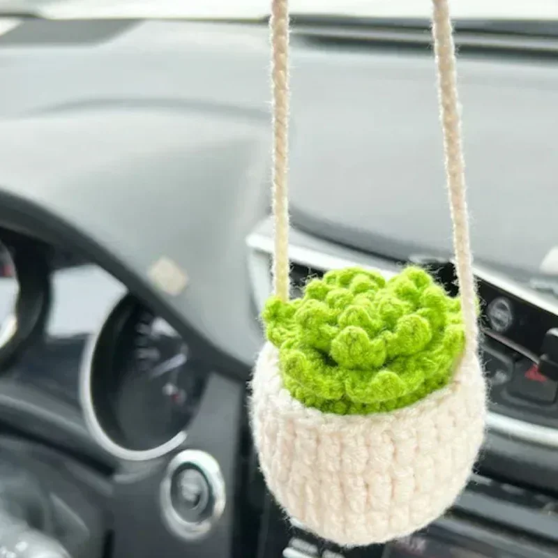 Pianta da appendere all'uncinetto per auto | Cesto per piante lavorato