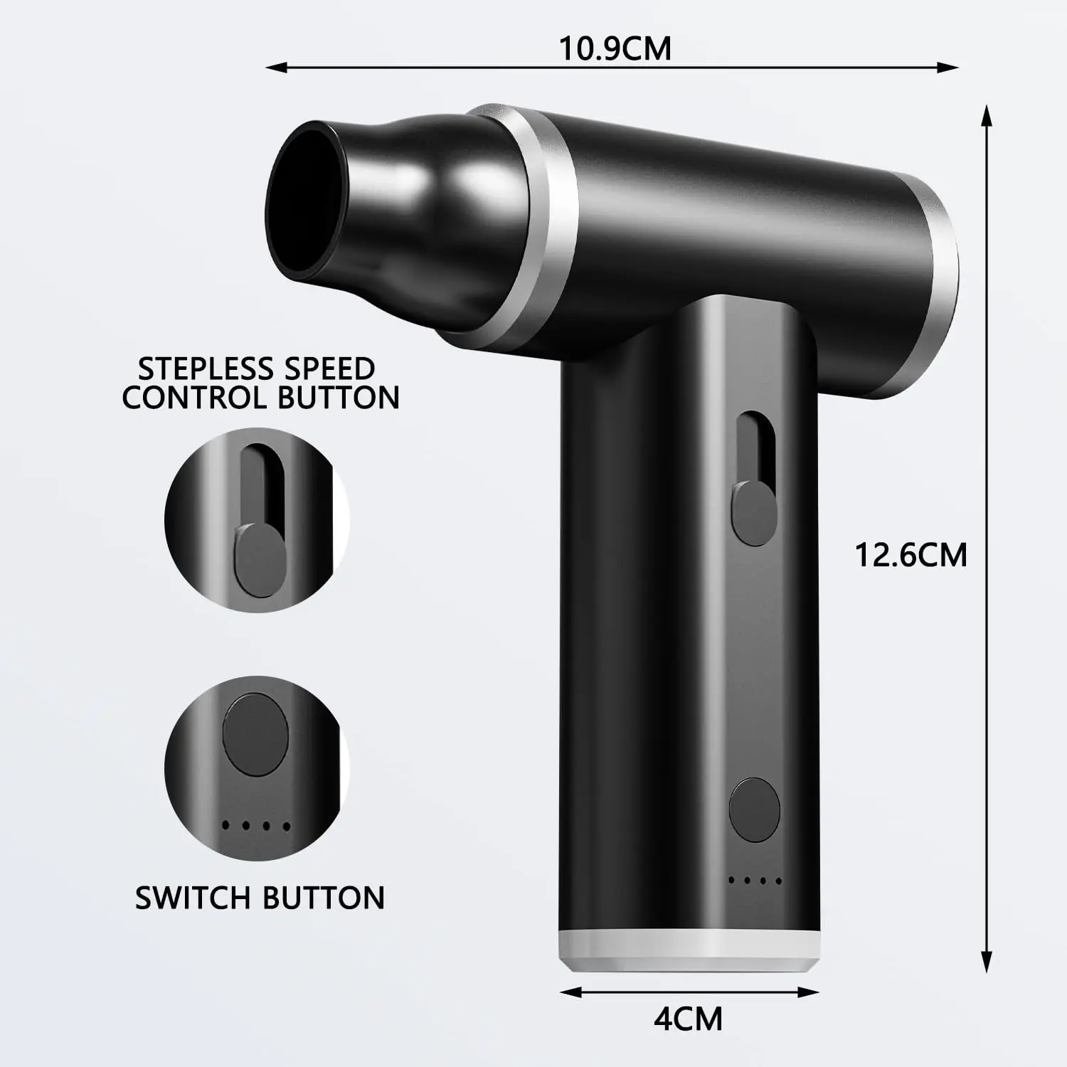 키보드 및 PC 청소용 전동 공기 송풍기, 휴대용 공기 먼지털이, 금속 디자인 강화, 250000RPM, 압축 공기 먼지털이