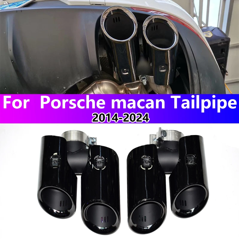 For 2014 to Porsche Macan 2.0T Exhaust Pipe Upgrade GTS Model Quad Black Muffler Nozzle Tip Exhaust Head
