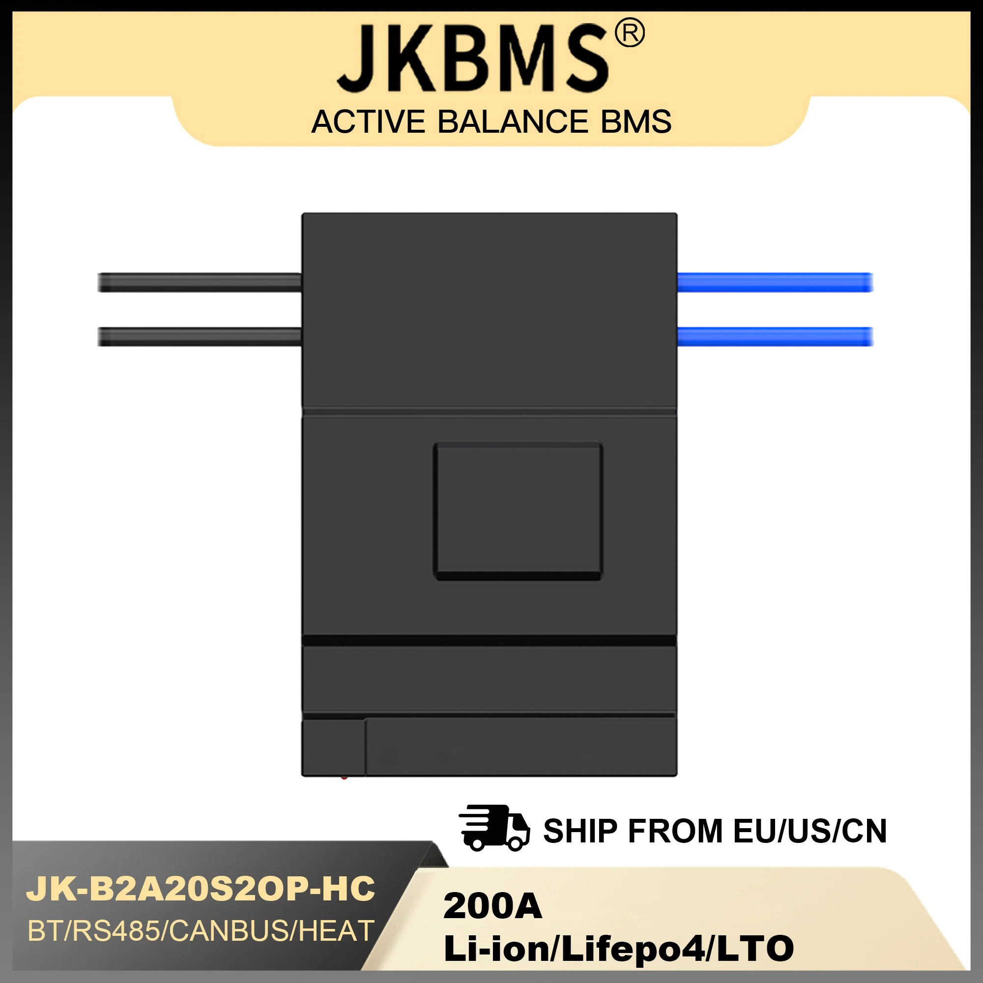 JKBMS B2A20S20P 2A BALANCE CURRENT BMS 200A BT Heat CAN 8S-20S 36V 48V 60V Li-Ion LTO Battery Lifepo4 Battery Storage Bluetooth