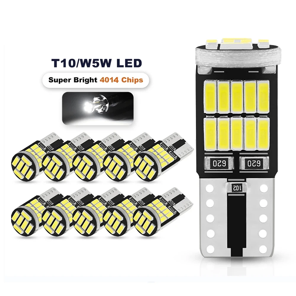 2/6/10/20/30/40/50/100 Uds T10 W5W 194 501 Led Canbus sin Error luz Interior del coche 26 SMD 4014 bombilla de luces de instrumentos blancas