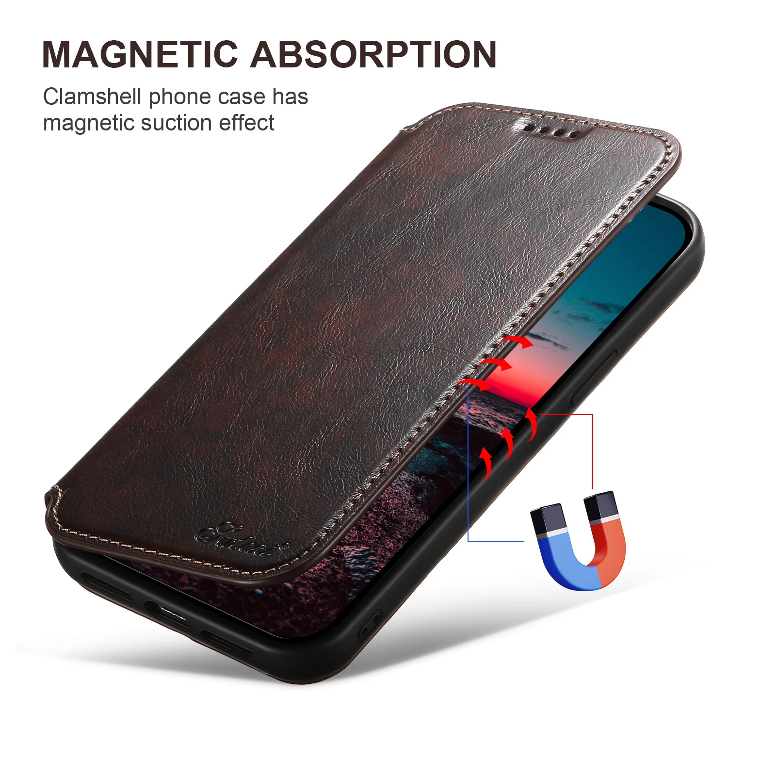 Luxury Slim Fit Premium Leather Wallet Case For iPhone 15 Pro Max 12 13 14 Pro Max 15Plus Magnetic Wireless Charging Flip Cover