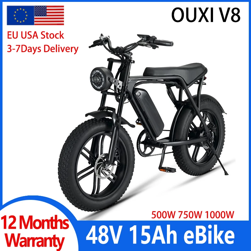 20 Pollici Ouxi V8 1000W 750W Bicicletta Elettrica Fat Tire E-Bike Per Adulti 48V 30Ah Off Road City Beach Snow Bici Elettrica