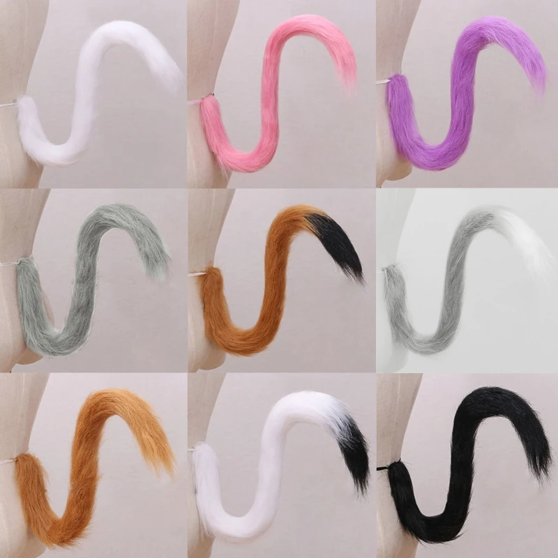 Adulti Bambini Cosplay Anime Fluffy Plush Long Cat Tail Fancy Dress Accessori Halloween Party Costume Prop