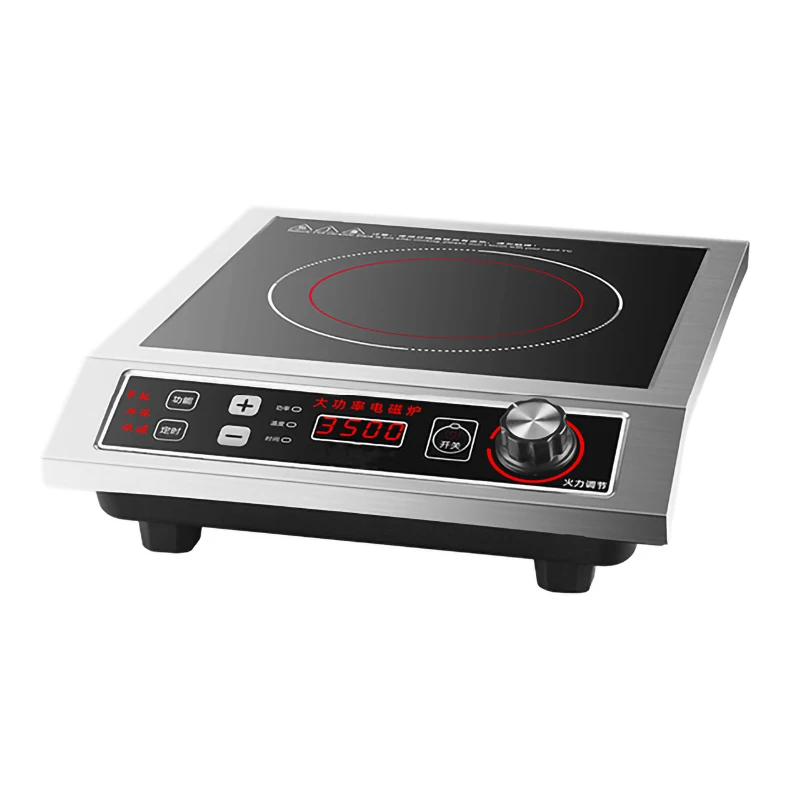 3500W commercial induction cooker stainless steel waterproof black crystal panel 8-gear adjustment energy-saving induction stove induction cooker