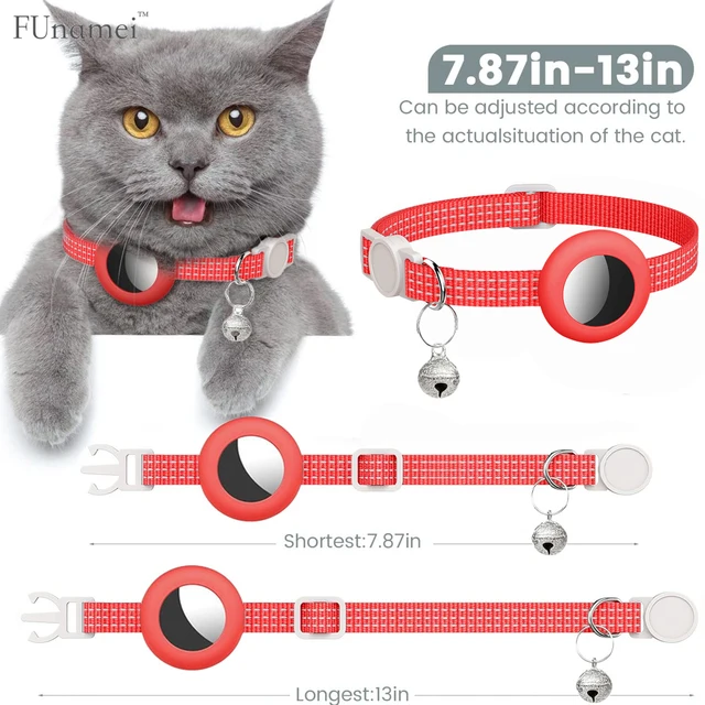 AirTag Cat Collar, Reflective Air Tag Kitten Collar with Bell and Airtags Holder Breakaway Safety Buckle for Girl Boy Cats 6
