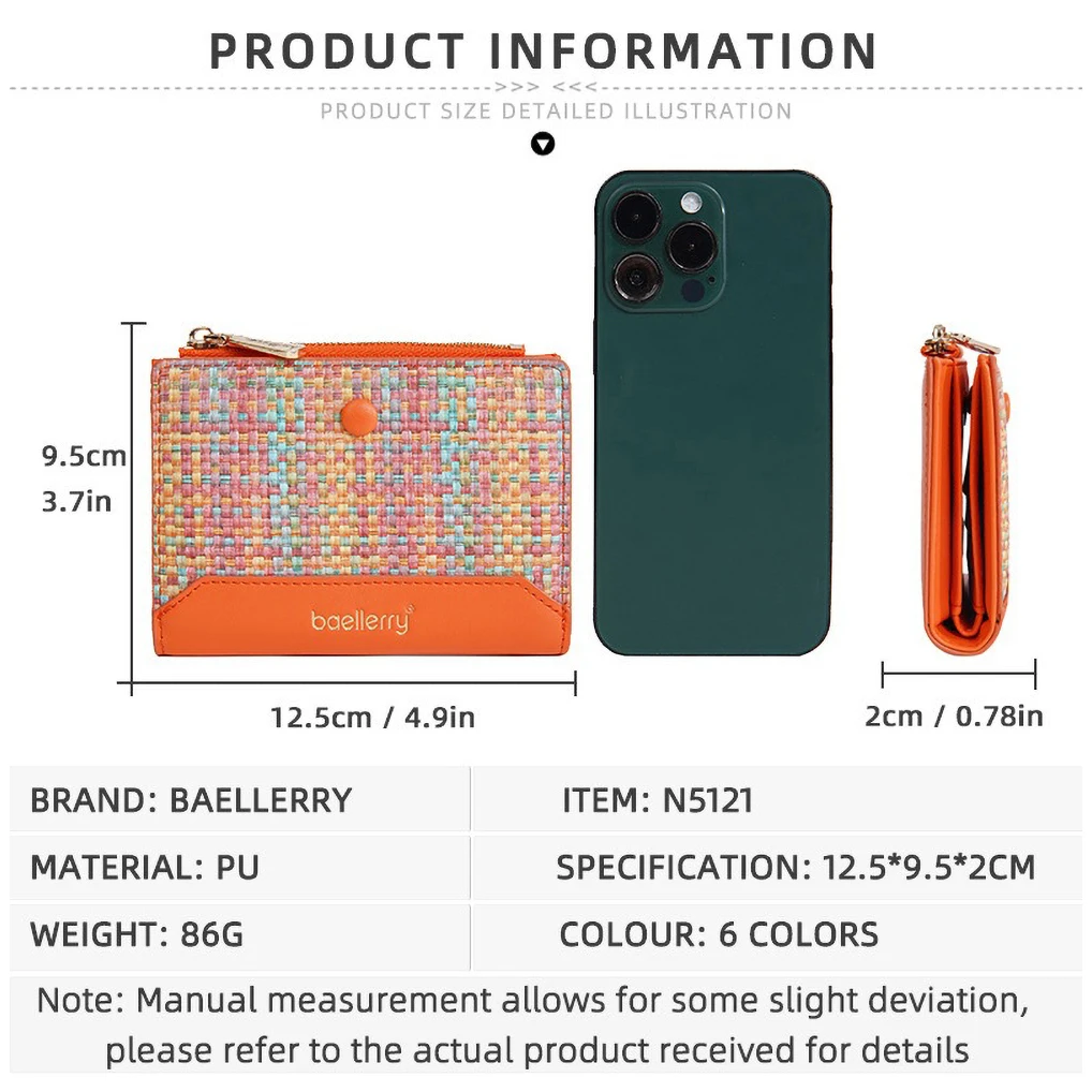 Baellerry Vegan Leather Short Purse 2025 - Secure Zippered Design, 4 Slot Card Wallet & Coin Pouch