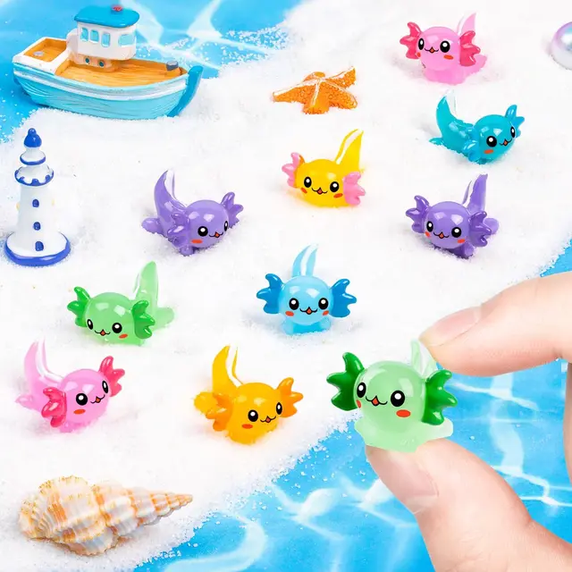10/20pcs Mini Resin Axolotl Figures Tiny Axolotl Figurine Random Color Miniature Animals Ornaments for DIY Fairy Garden Potted 6
