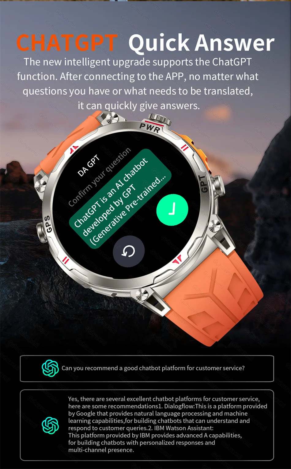 Smart Watches 1.56" AMOLED Screen GPS Fitness Tracking Compass 3ATM 650Mah Call 100+ Sports Smartwatch AI GPT For Android iOS